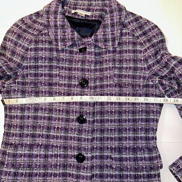Pendleton Tweed Checkered Blazer Jacket Purple Buttons Front 100% Wool Womens 10 - Picture 6 of 11